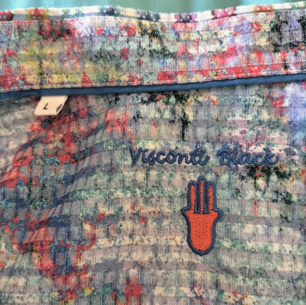 Visconti Black Men’s Long Sleeve Button Down Shirt Size L – Multicolor Geometric - Picture 15 of 15